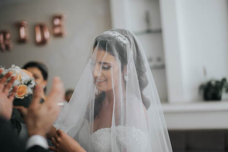 Bride wearing a veil